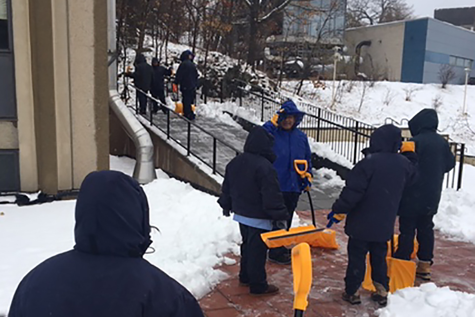 shoveling snow