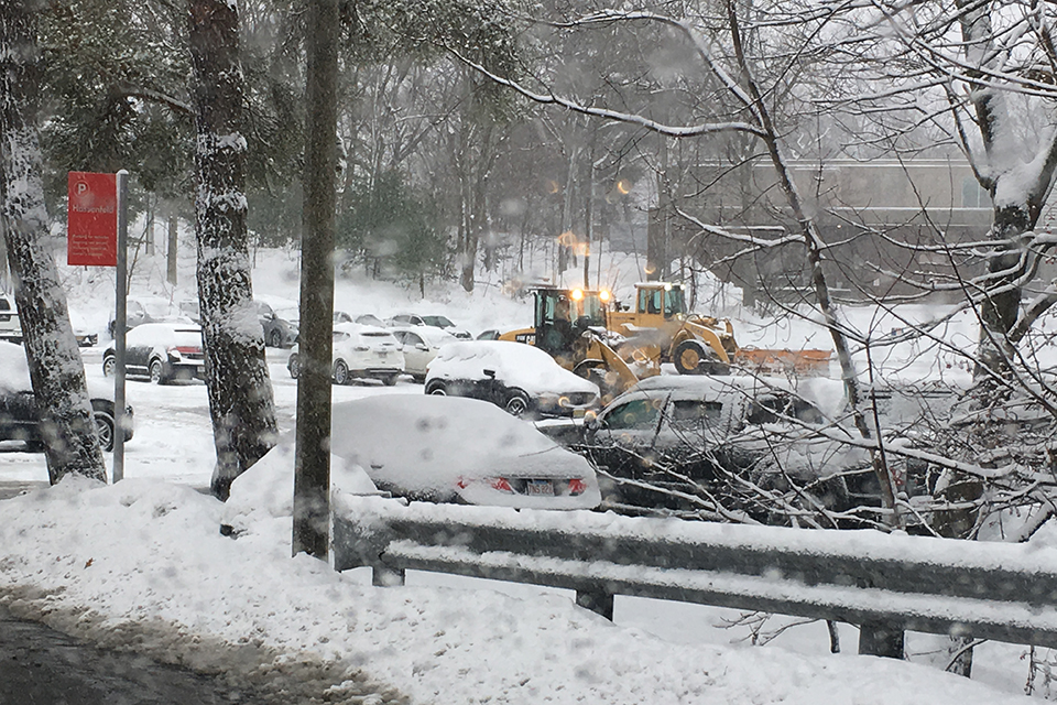 bulldozer in the snow