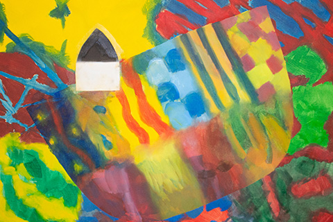 painting with colorful shapes and strokes