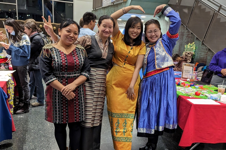 Students in traditional dress for the Global Bazaar
