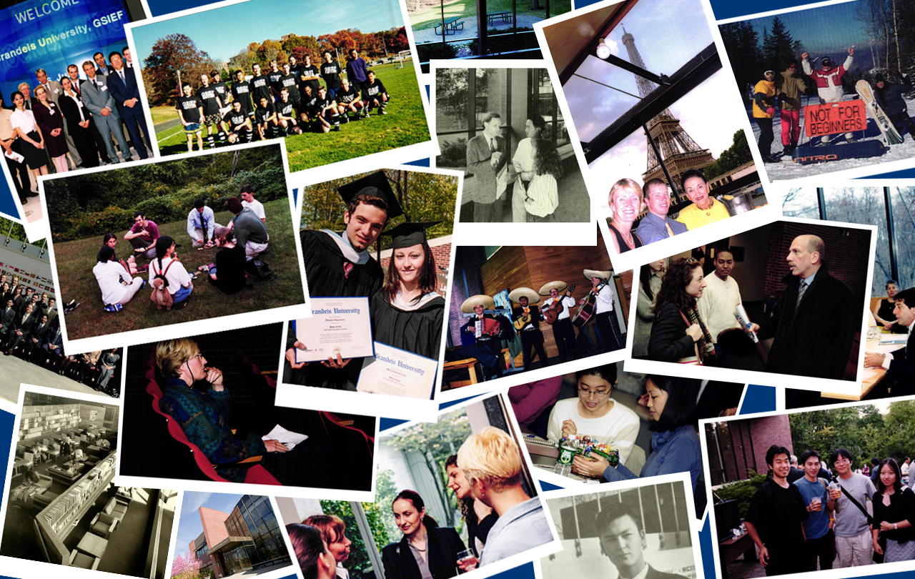 Collage of old Brandeis IBS photos