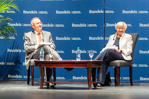 Janet Yellen and Steve Cecchetti on stage