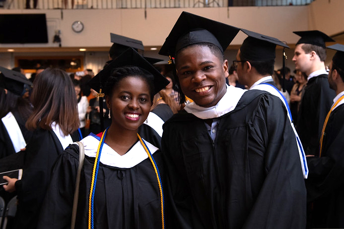 Students posing during the graduation ceremony.