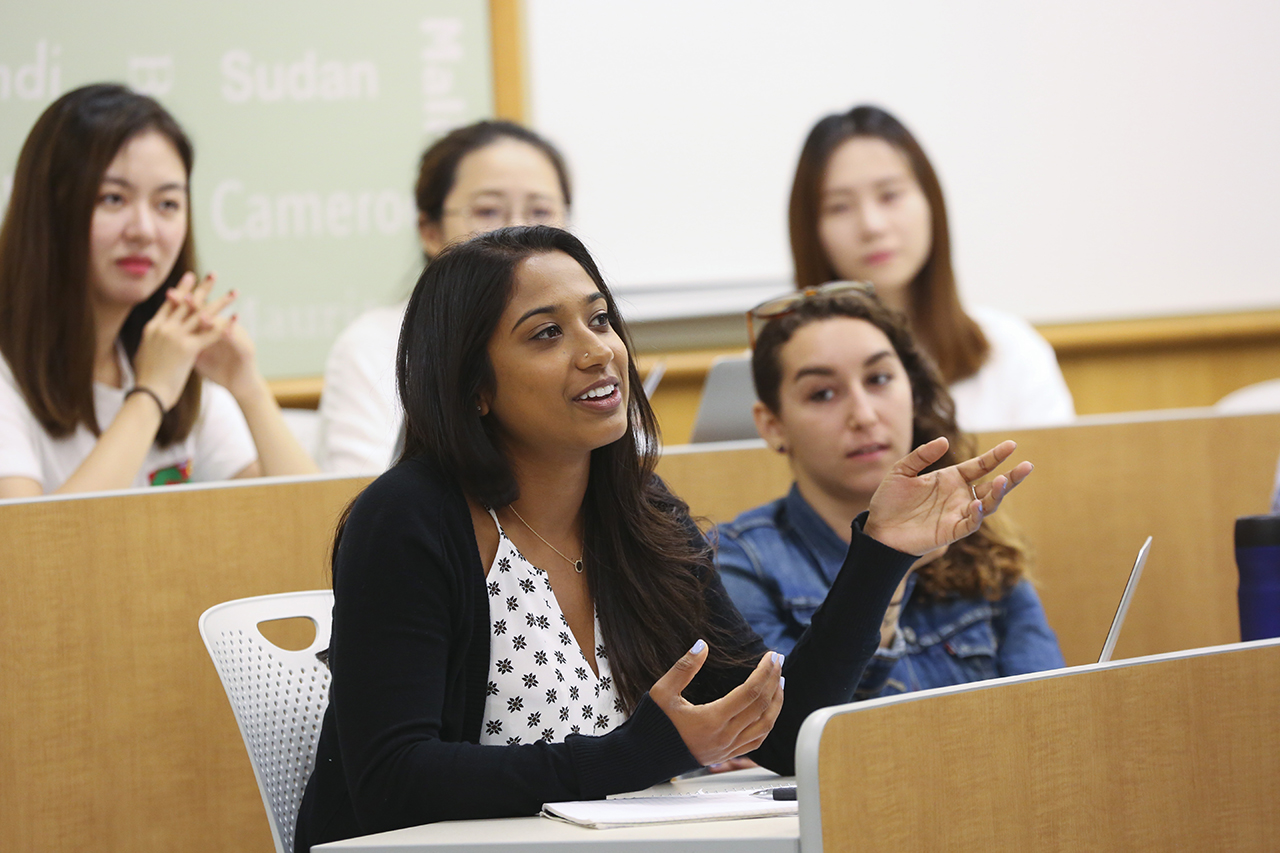 Nimisha Shinday speaking in class