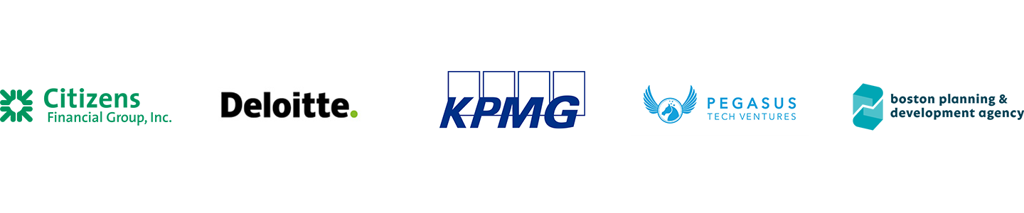 Company logos including Deloitte, KPMG, Citizens Financial Group, Pegasus Tech Ventures