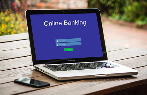computer login screen for online banking