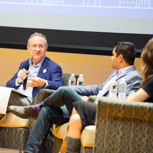 Professor Stephen Cecchetti moderating a panel during FinTech Week 2019