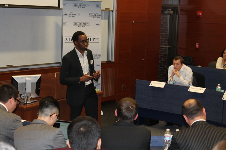 A student prepares opening arguments.