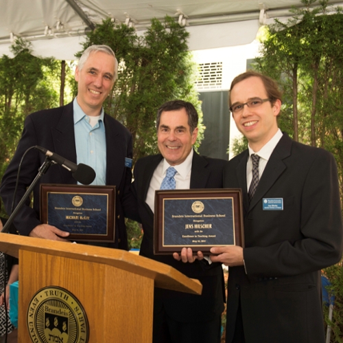 Jens Hilscher and Michael McKay pose with Bruce Magid