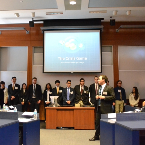 A group presents at the NABE Crisis Game in 2016.
