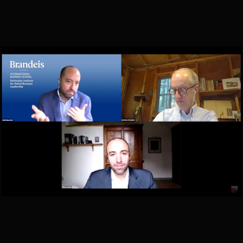 A screen grab of the stream with Aldo Musacchio, Ben Ross Schneider and Filippo Lancieri.