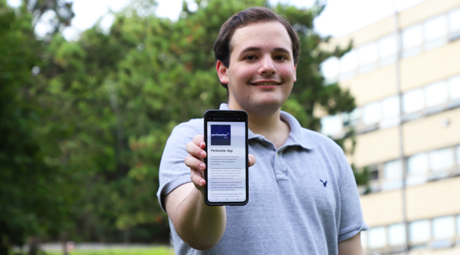 Adam Fleishaker ’21 helped design and write an app to keep nonprofits connected to their clients during the pandemic. He worked over the summer with Mitchell Dodell ’21 and Daniel Khudyak ’17, MA ’20.