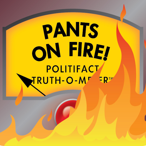 A flaming meter stating "Pants on Fire"