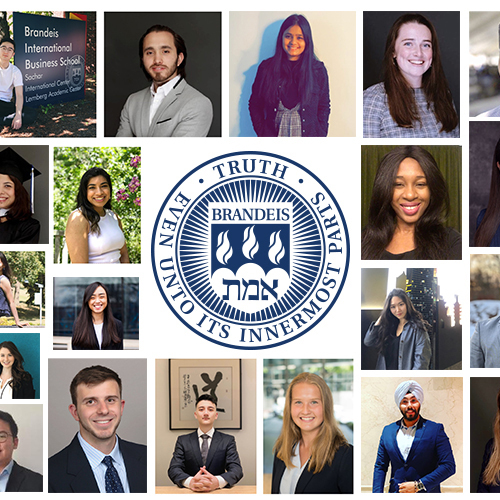 A collage of graduates' portraits, with the university seal in the center.