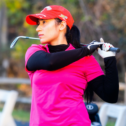 Shagufa Habibi, MA’23 at driving range