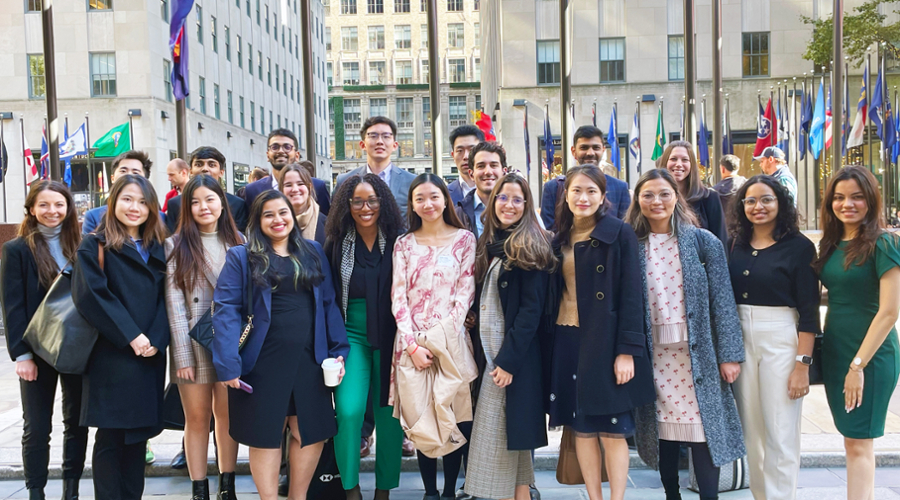 About two dozen students traveled to New York City to meet finance professionals and International Business School alumni to get a taste of a day-in-the-life working at a big financial firm. Industry Treks such as these give students the opportunity to make new contacts and learn about careers in finance.