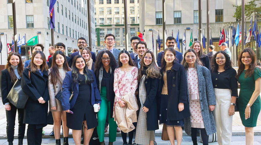 About two dozen students traveled to New York City to meet finance professionals and International Business School alumni to get a taste of a day-in-the-life working at a big financial firm. Industry Treks such as these give students the opportunity to make new contacts and learn about careers in finance.