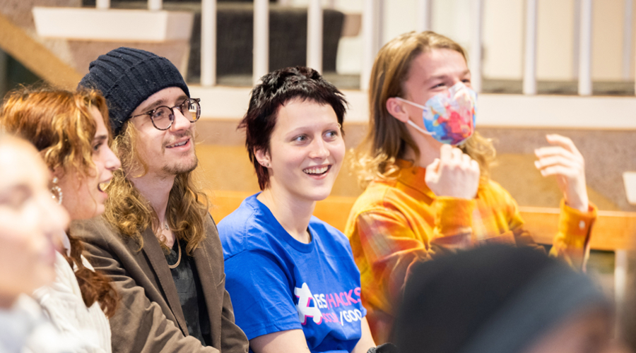 Members of the winning team at the sixth-annual DeisHacks hackathon.