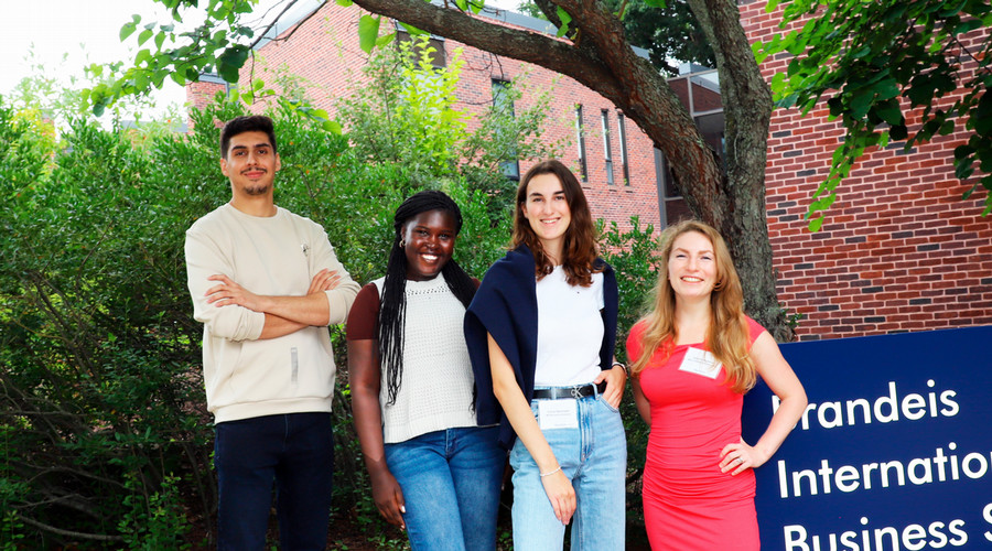 Peace Scholars Obaidullah Didar, MA’25, Ann Tukari, MSBA’25, Yuliia Stelmakh, MSBA’25 and Kamila Haieva, MBA’25.