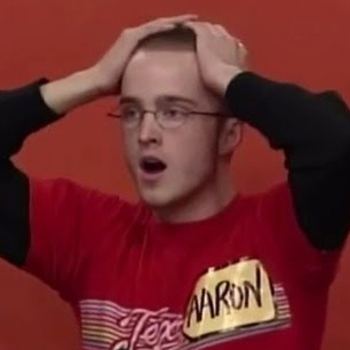 A screen shot of a contestant on The Price is Right with his hands on his head after losing the last game on the show.