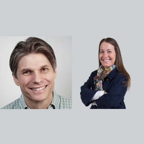 An image with portraits of professors Philippe Wells and Erin Vicente.