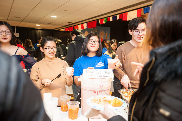 Student clubs help plan and participate in the Global Gala, a school-wide celebration of international cultural diversity.