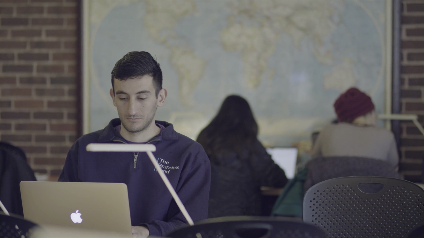 Eric Moyal working in the cluster area at Brandeis IBS
