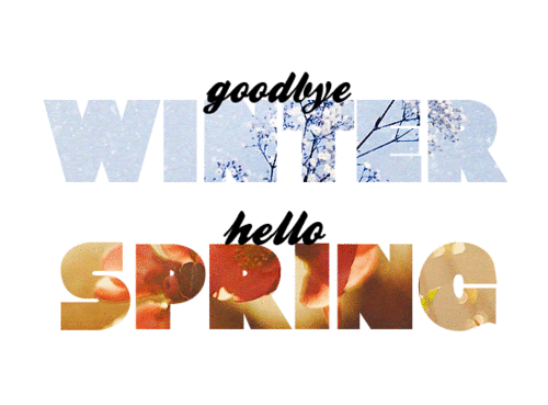 a winter to spring colorful text 