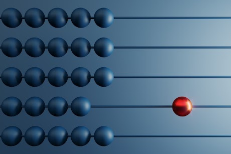 Blue and red balls on abacus.