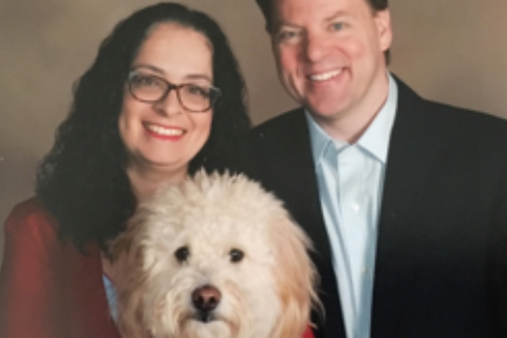 Ines Stafford with her husband and dog.