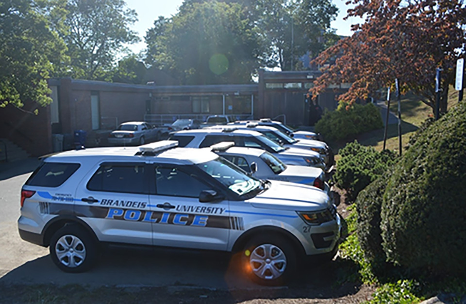 policy cars parking in front of the office