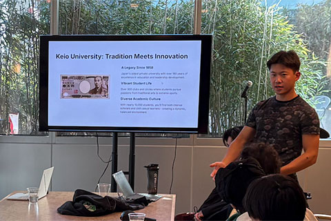 A student gives a presentation.