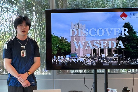 A student a gives a presentation.