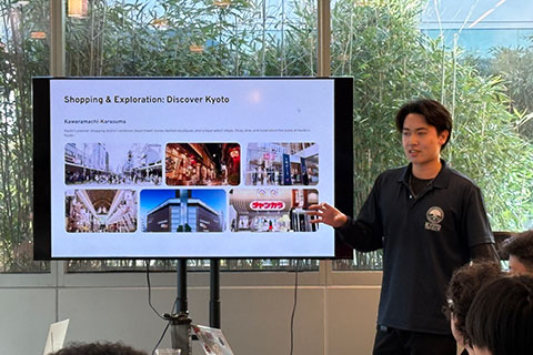 A student gives a presentation.