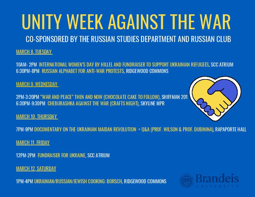 flyer of unity week schedule