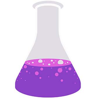 A beaker holding purple liquid