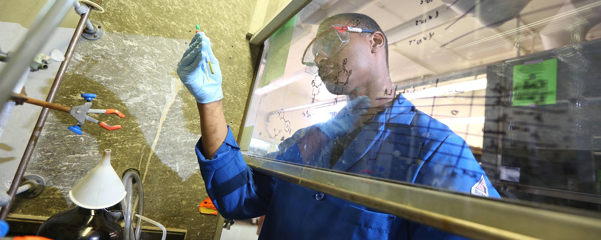 Man inspects test tube