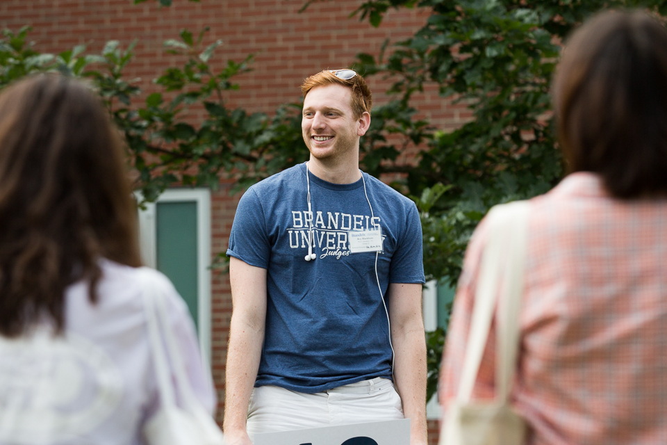 orientation leader leads an activity outside Slosberg