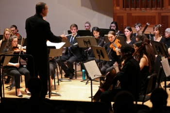 An orchestra performing music