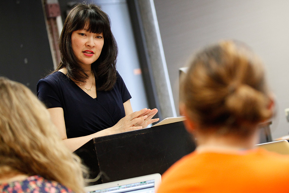 Professor ChaeRan Freeze with students in class