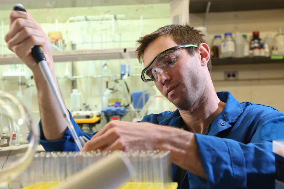 A student working in a lab