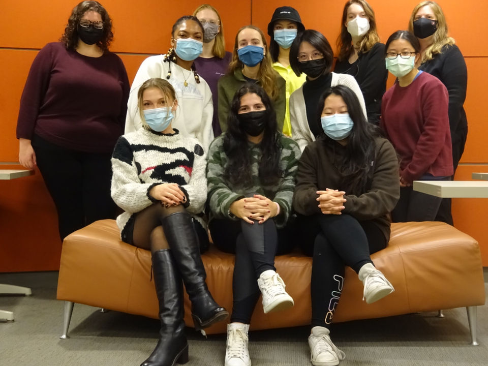 Group of students wearing COVID masks