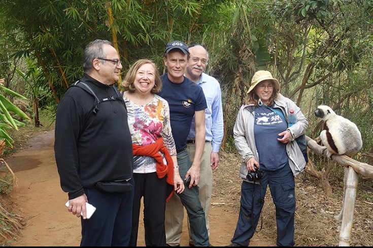 Our group with a visitor at the lemur reserve