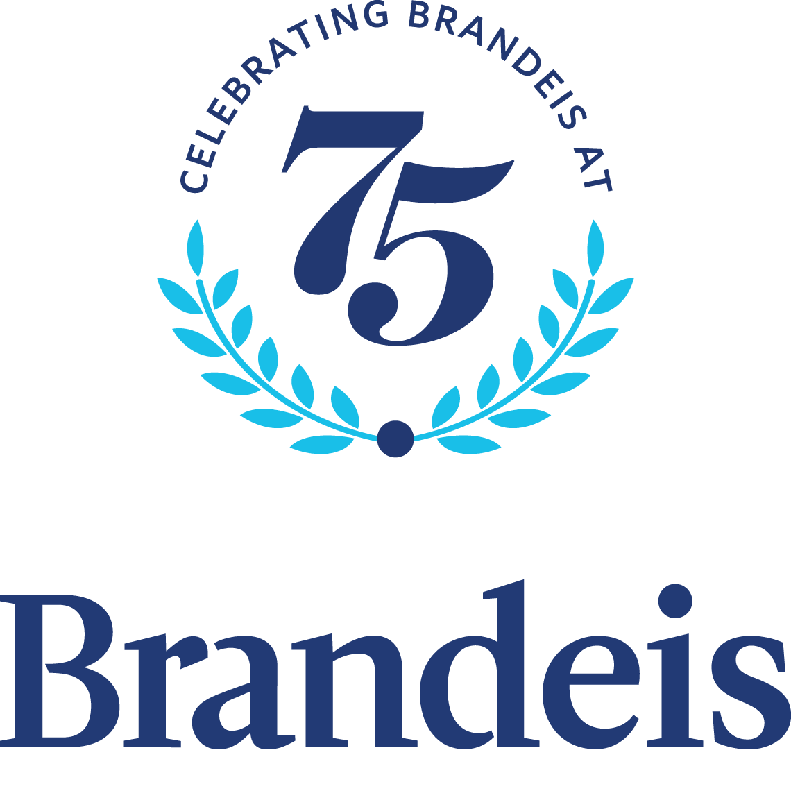 Logo with circular image which states "Celebrating Brandeis at 75"