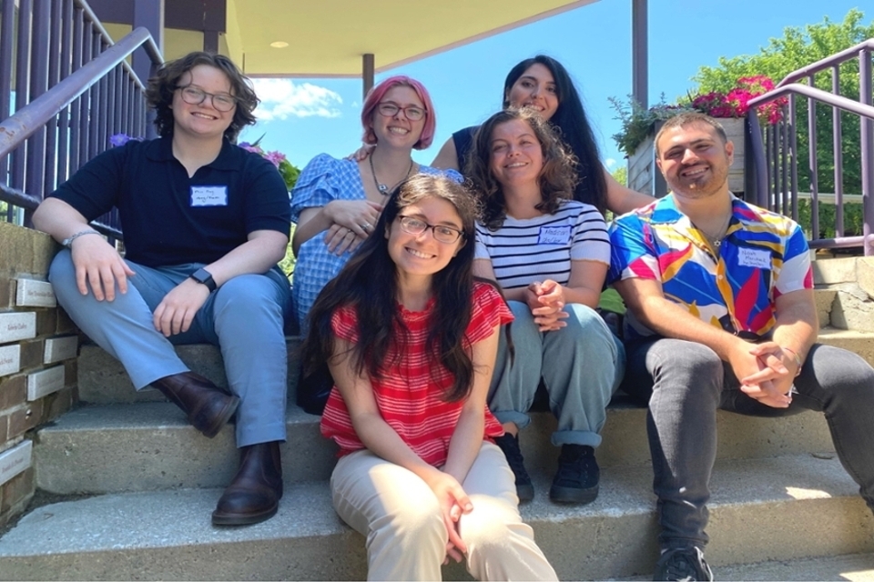 Group of students pose outside