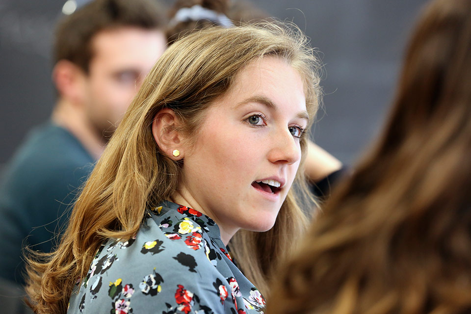 Female student in a class