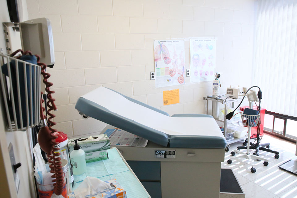 An exam room at the Health Center