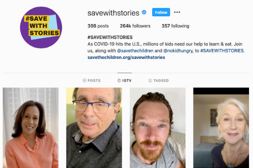 Screenshot of the @savewithstories Instagram page