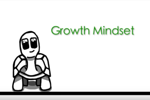 A cartoon turtle with the words "growth mindset" above