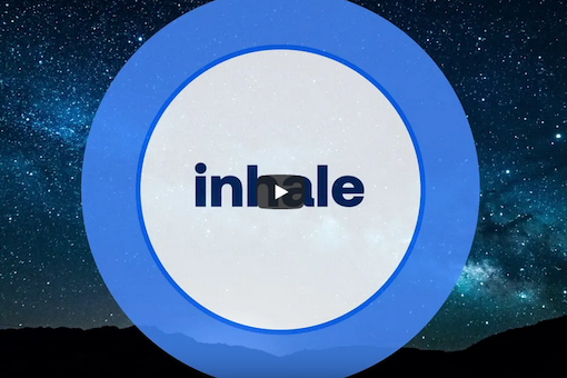 The word "inhale" in a blue and white circle